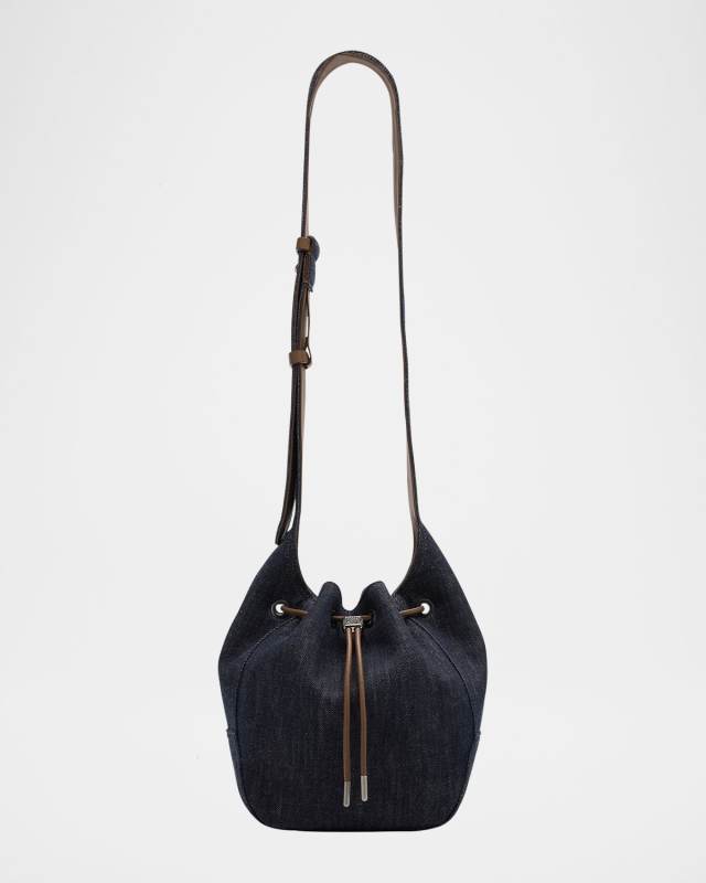 Duo Mini Denim Drawstring Bucket Bag